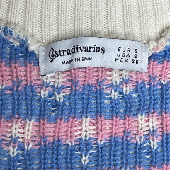 Stradivarius Tulip Sweater Vest Made in Spain Sz Small Cotton CottageCore - Picture 2 of 7
